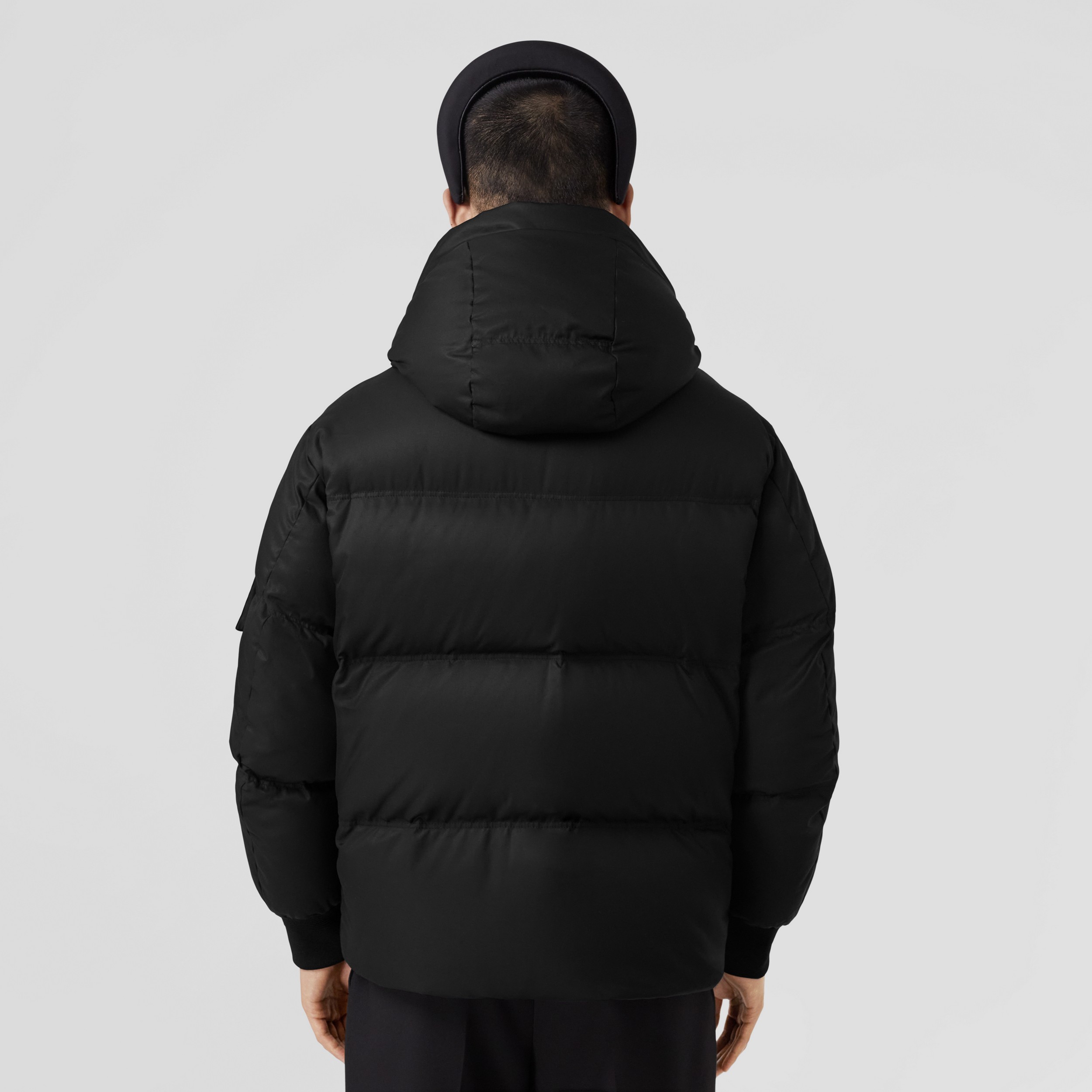 Detachable Hood Cotton Gabardine Puffer Jacket in Black - Men | Burberry® Official - 3