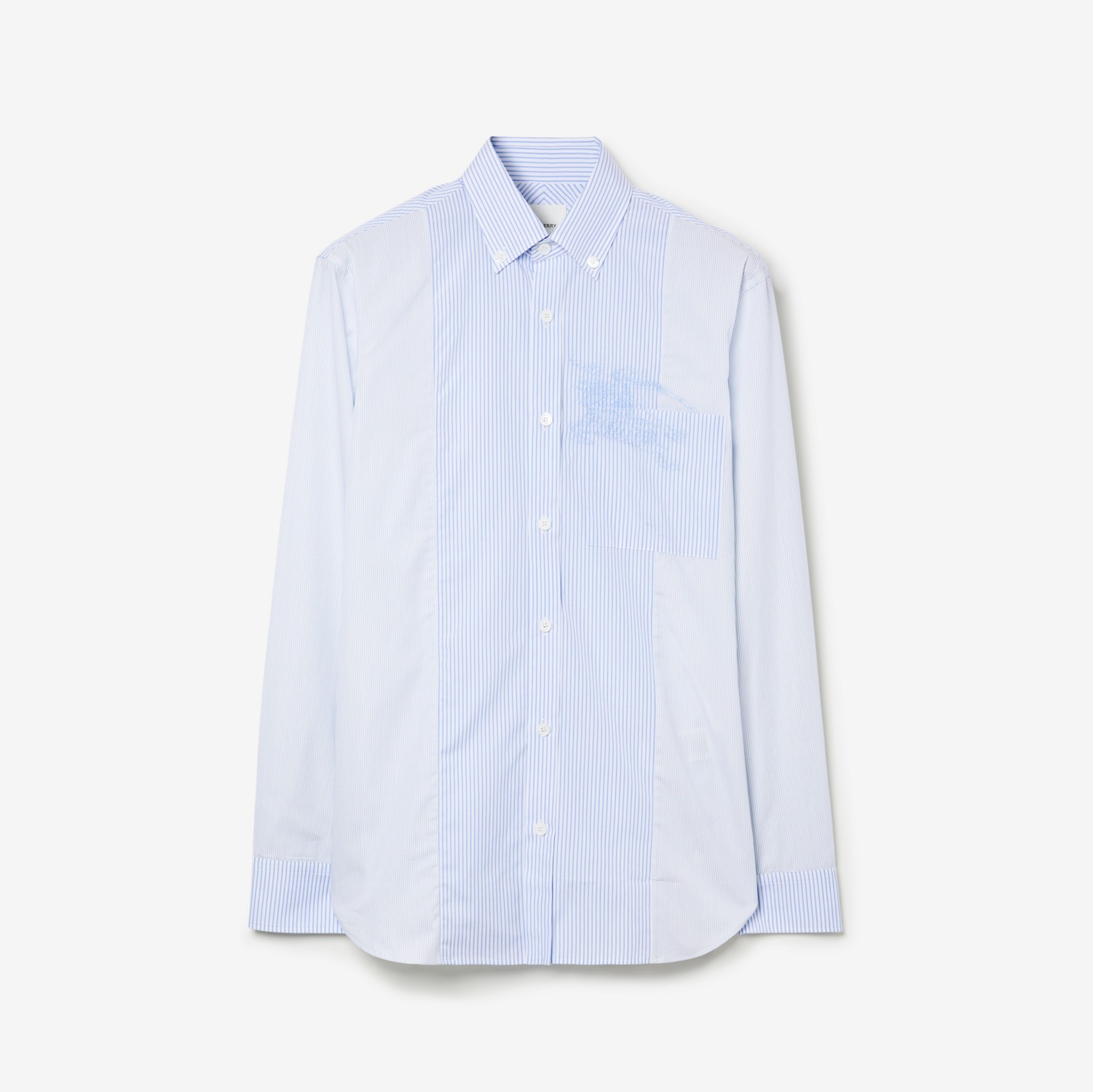 Monogram EKD Cotton Slim Fit Shirt in Blue - Men | Burberry® Official