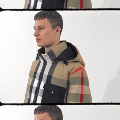 Reversible Check Puffer Jacket in Archive beige black Men Burberry Official