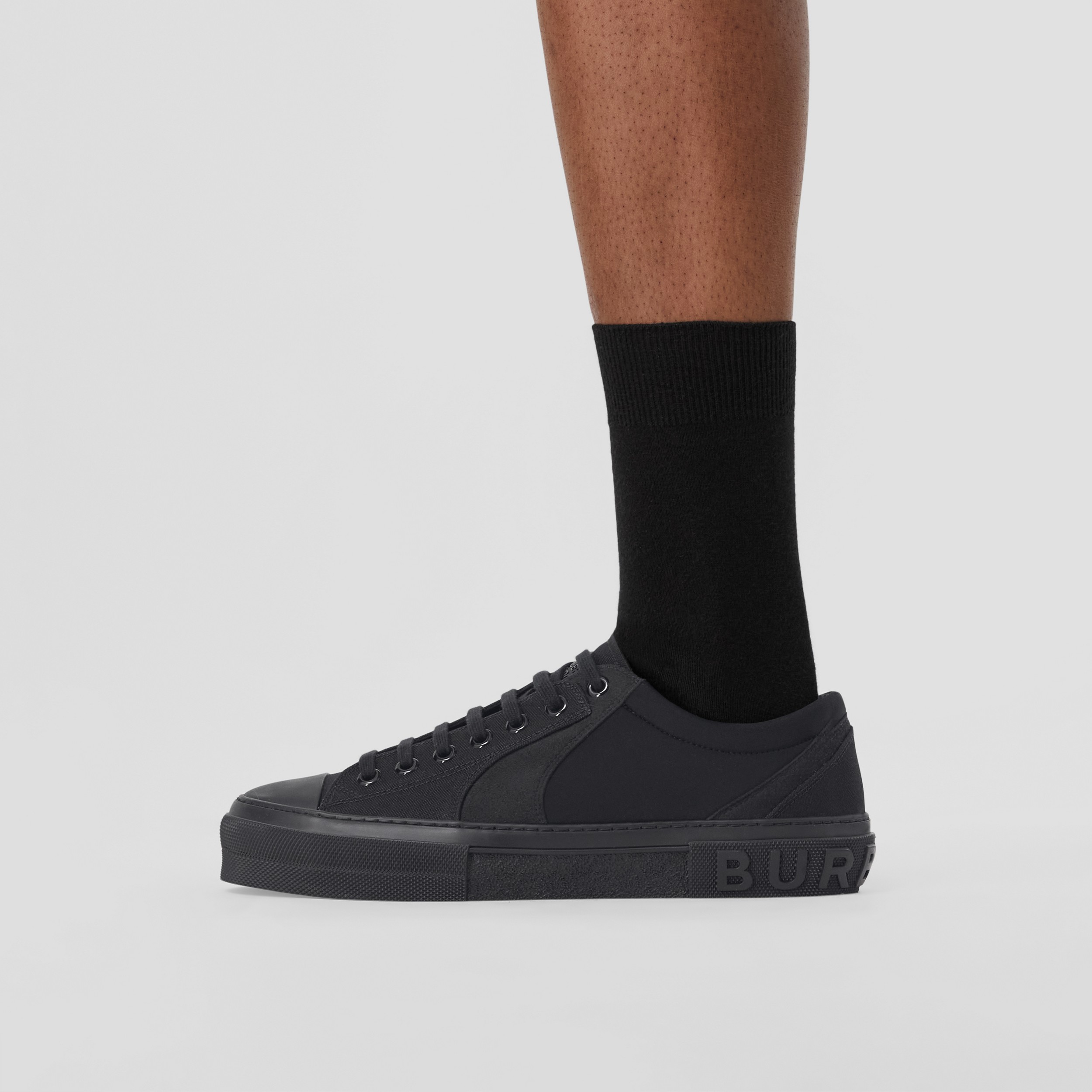 Cotton Blend Sneakers in Black - Men | Burberry® Official - 3