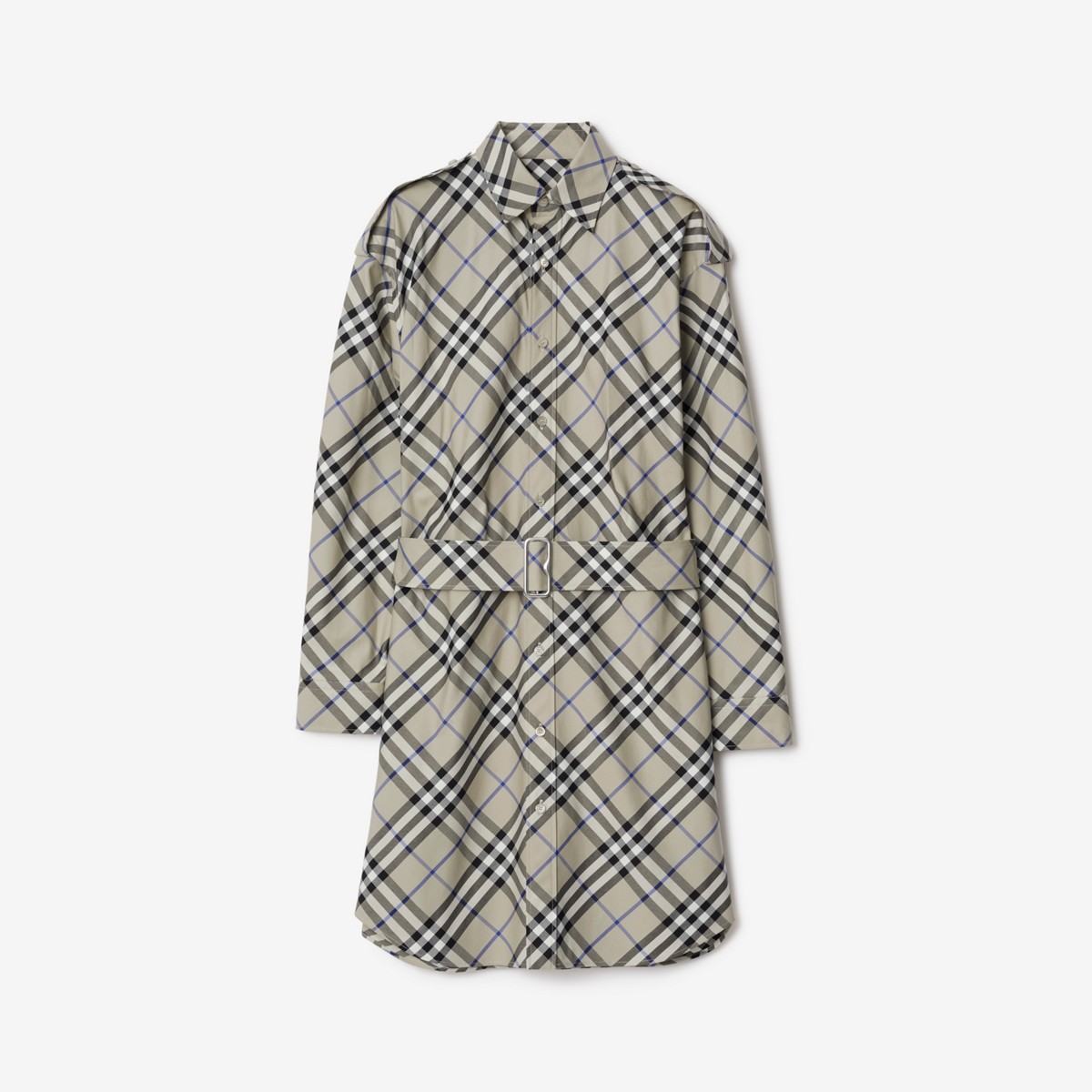 Burberry Vintage Check-print Cotton Shirt Dress In Lichen