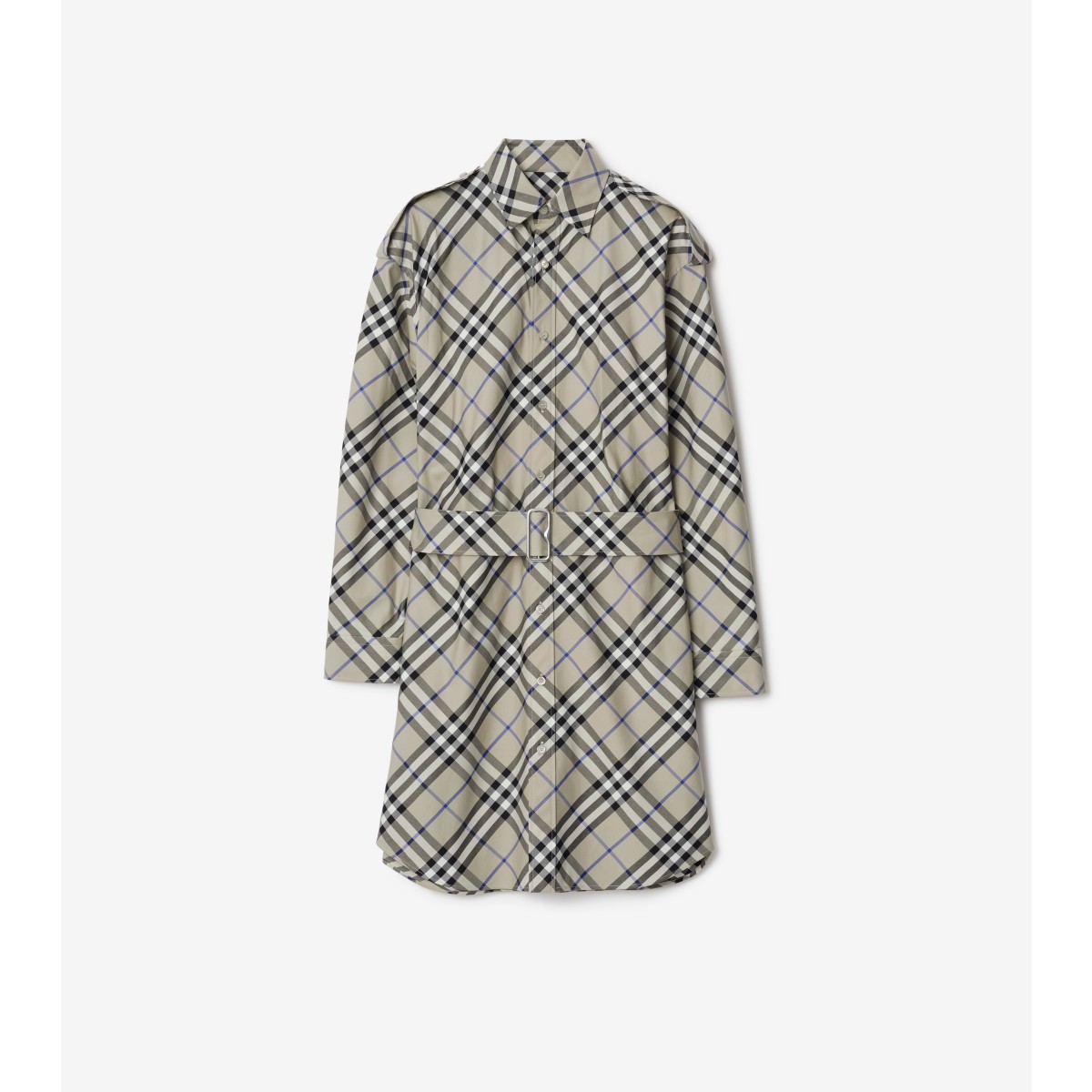 Burberry Vintage Check-print Cotton Shirt Dress In Lichen