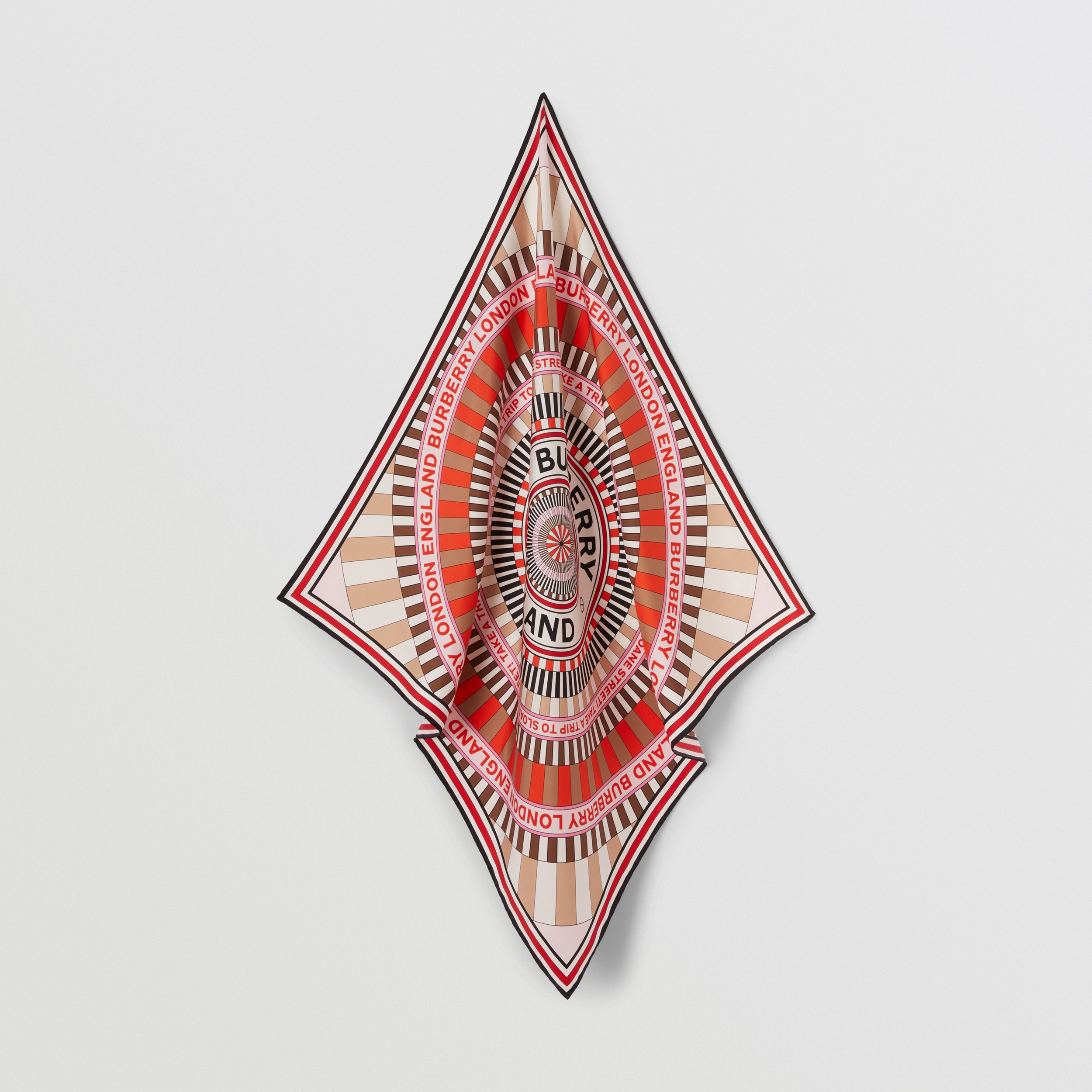 Lenço de seda com estampa de mosaico (Vermelho Intenso) | Burberry® oficial - 4