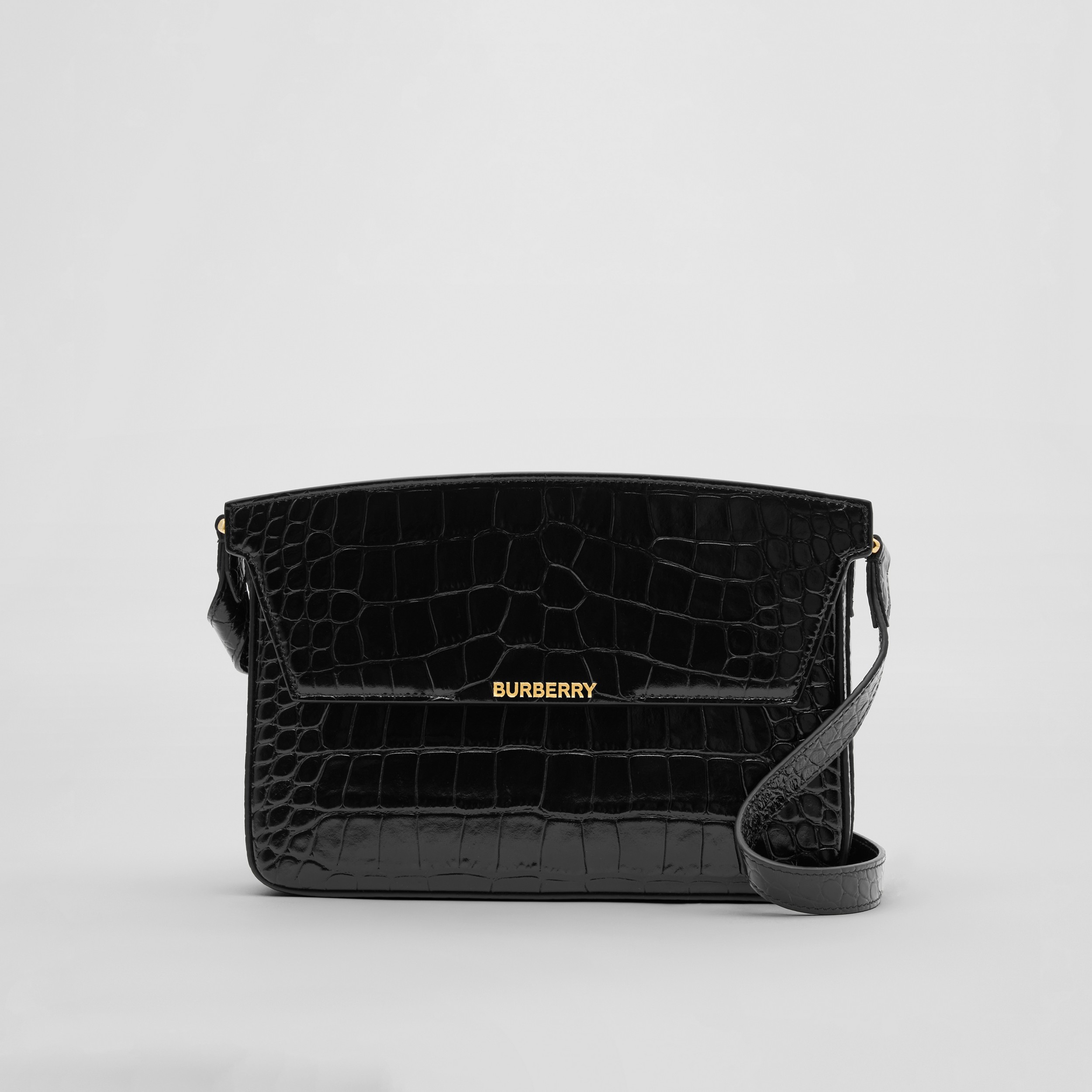 Embossed Leather Catherine Shoulder Bag in Black - Women | Burberry® Official - 1
