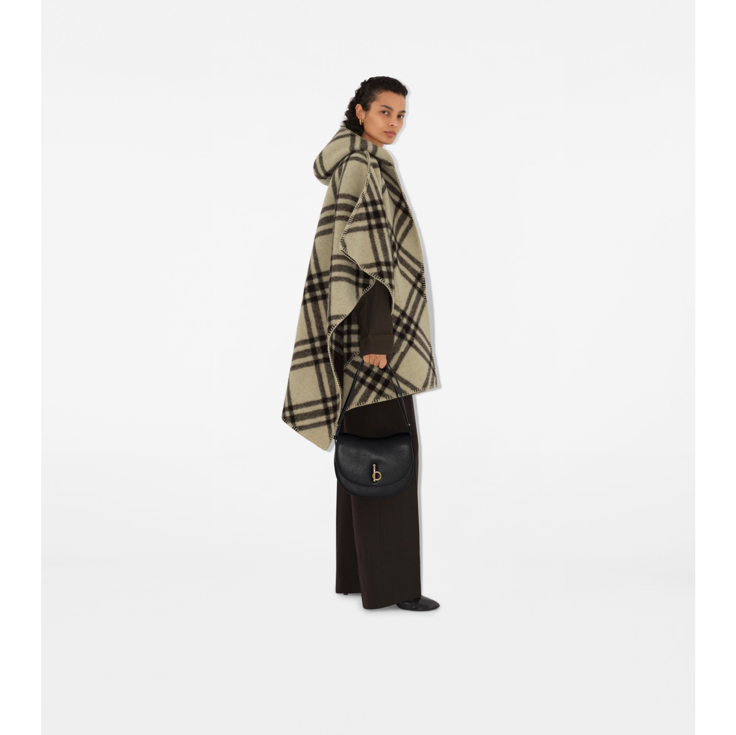 Reversible Check Wool Cape