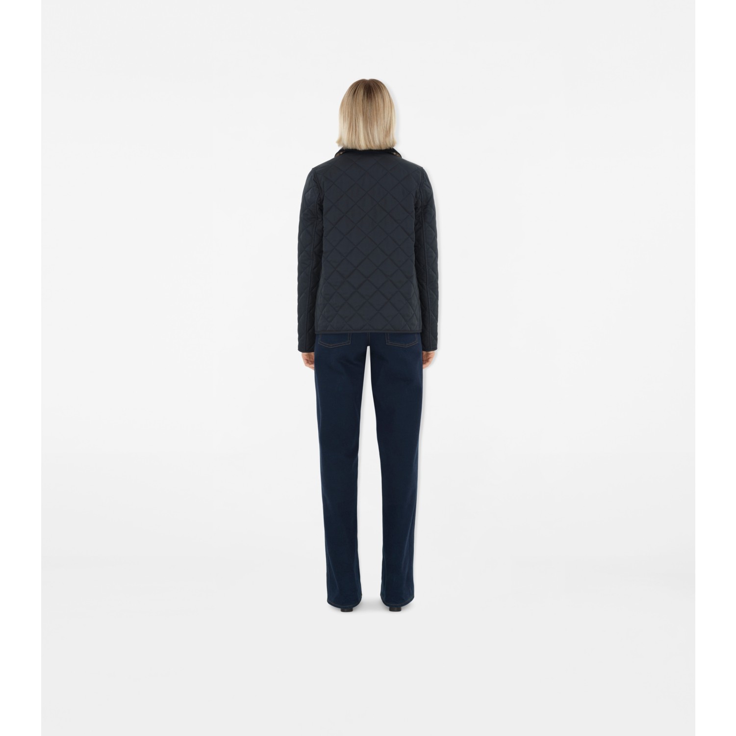 Corduroy Collar Diamond Quilted Jacket