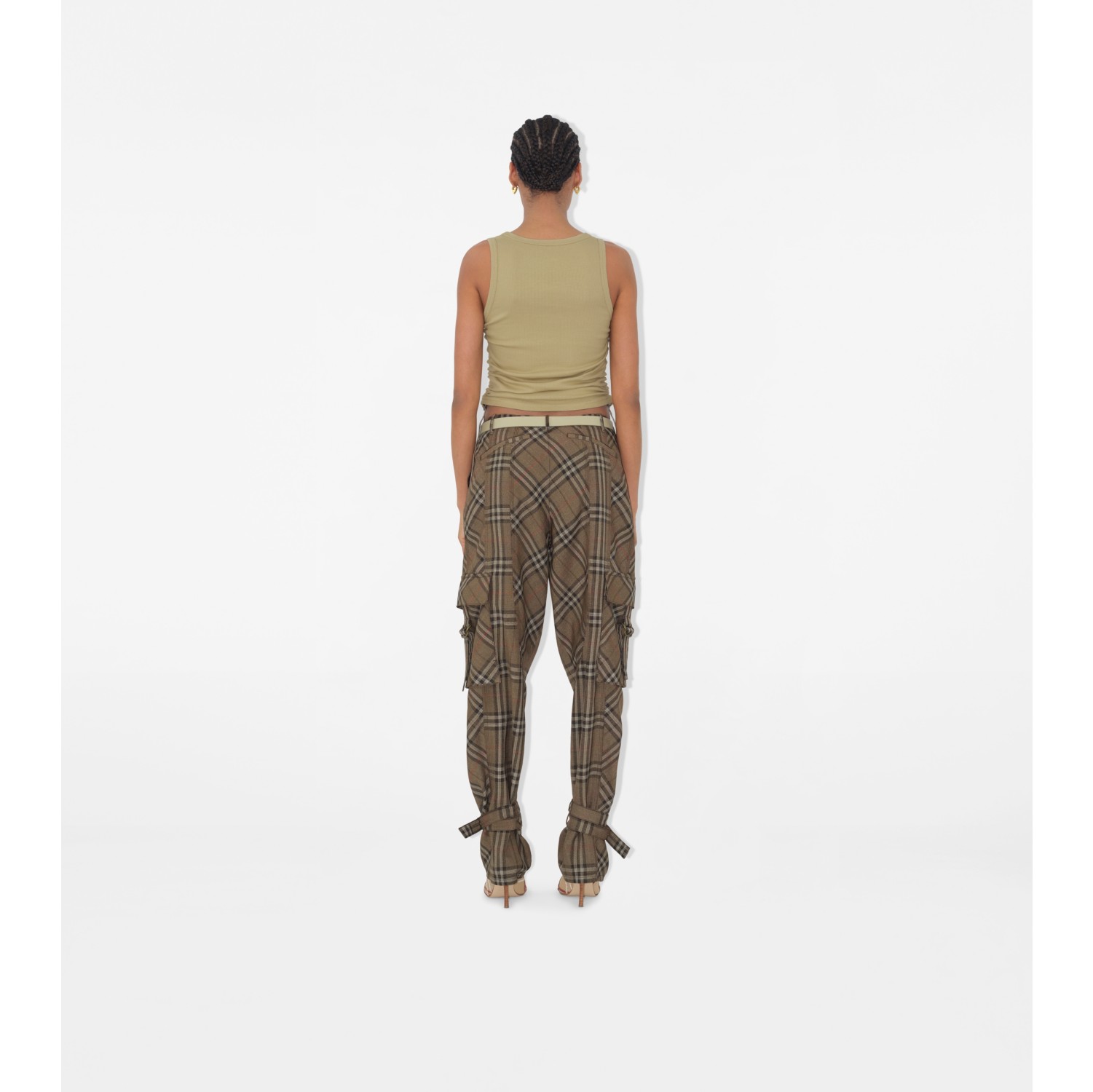 Check Silk Blend Cargo Trousers