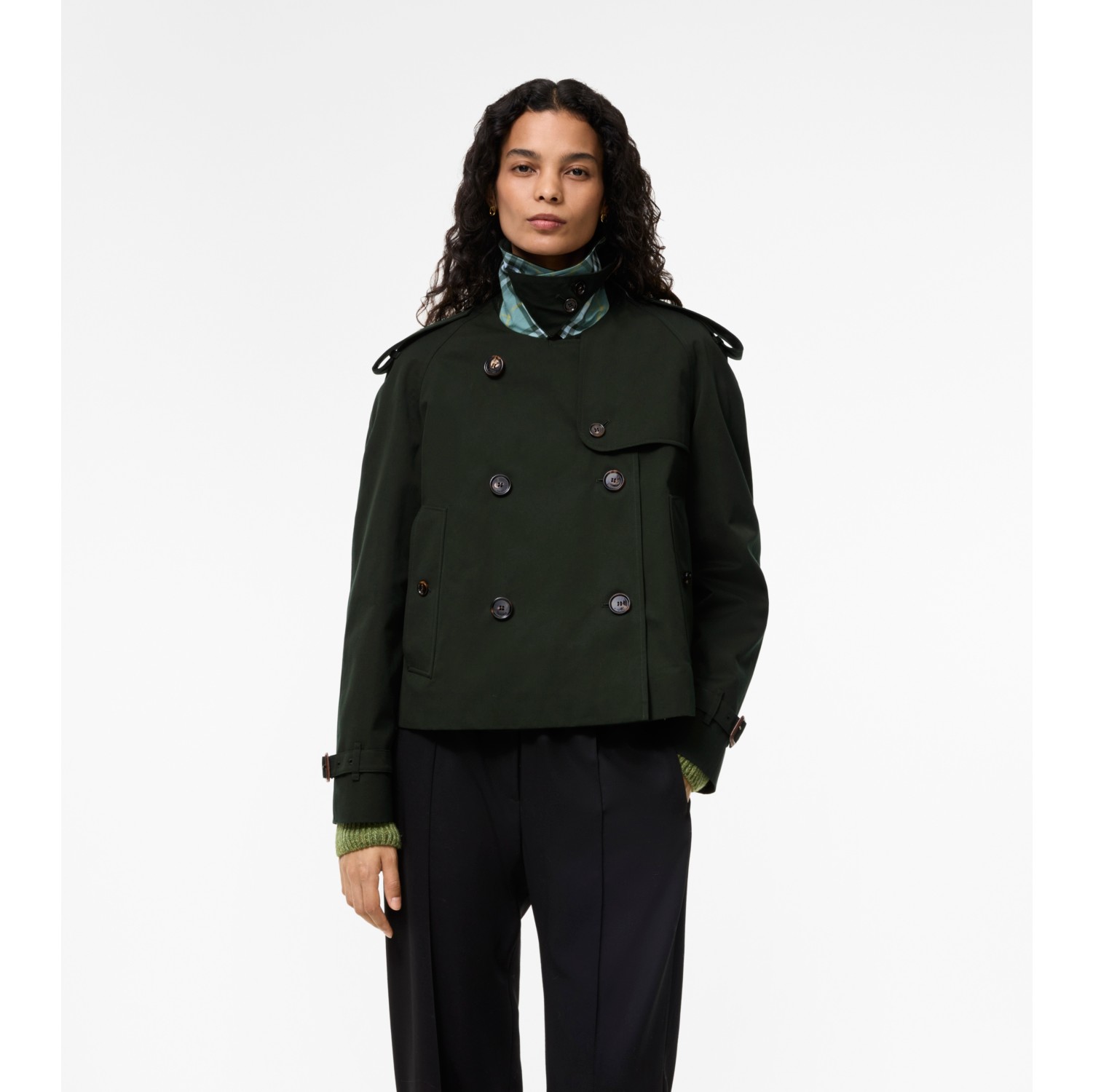 Cropped Gabardine Mayfair Trench Jacket with Warmer