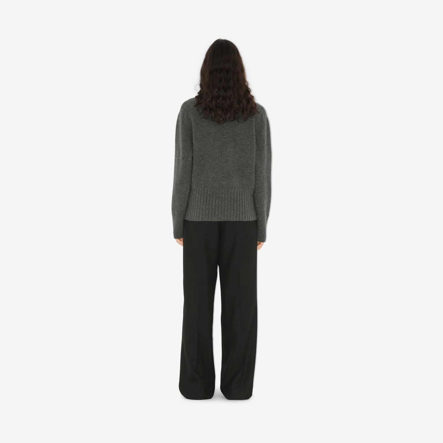 EKD Wool Cashmere Cardigan in Dark Grey Melange - Women | Burberry® Official