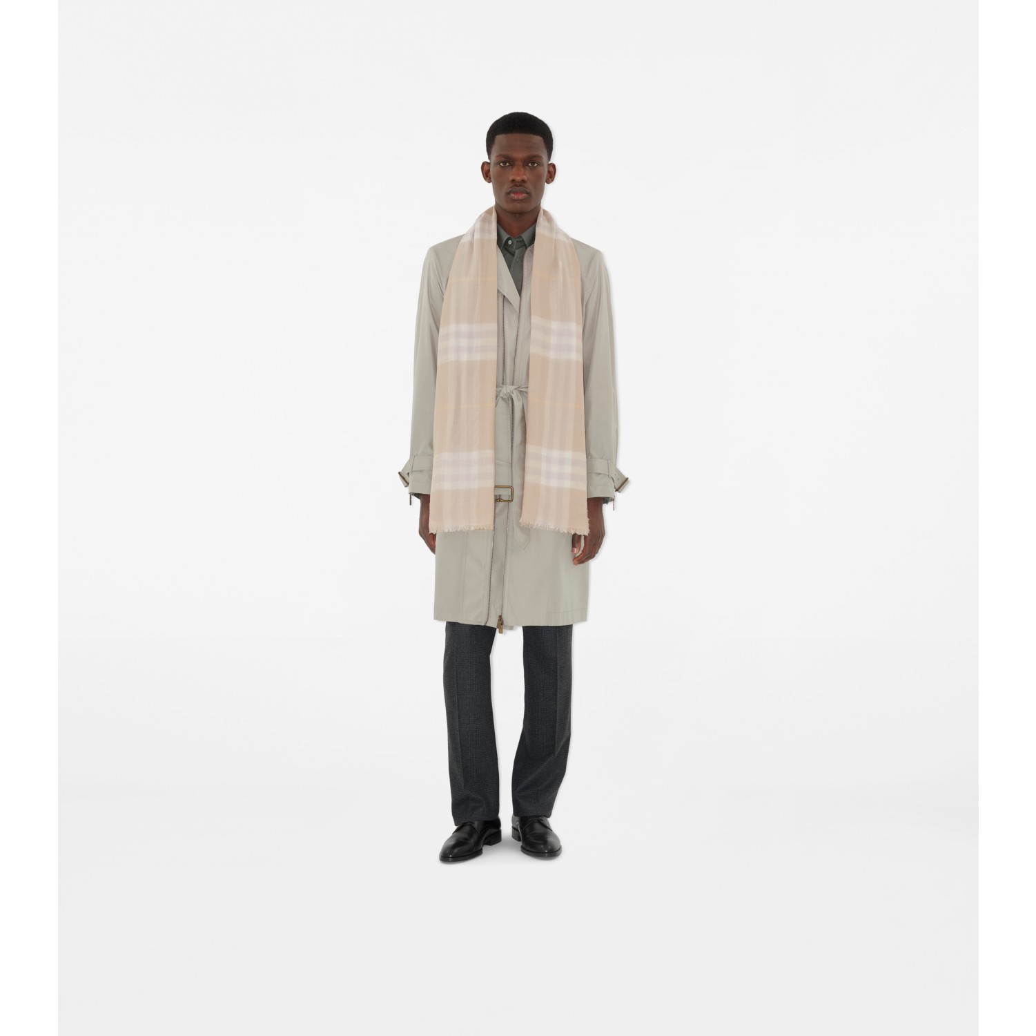 Écharpe large en laine Check