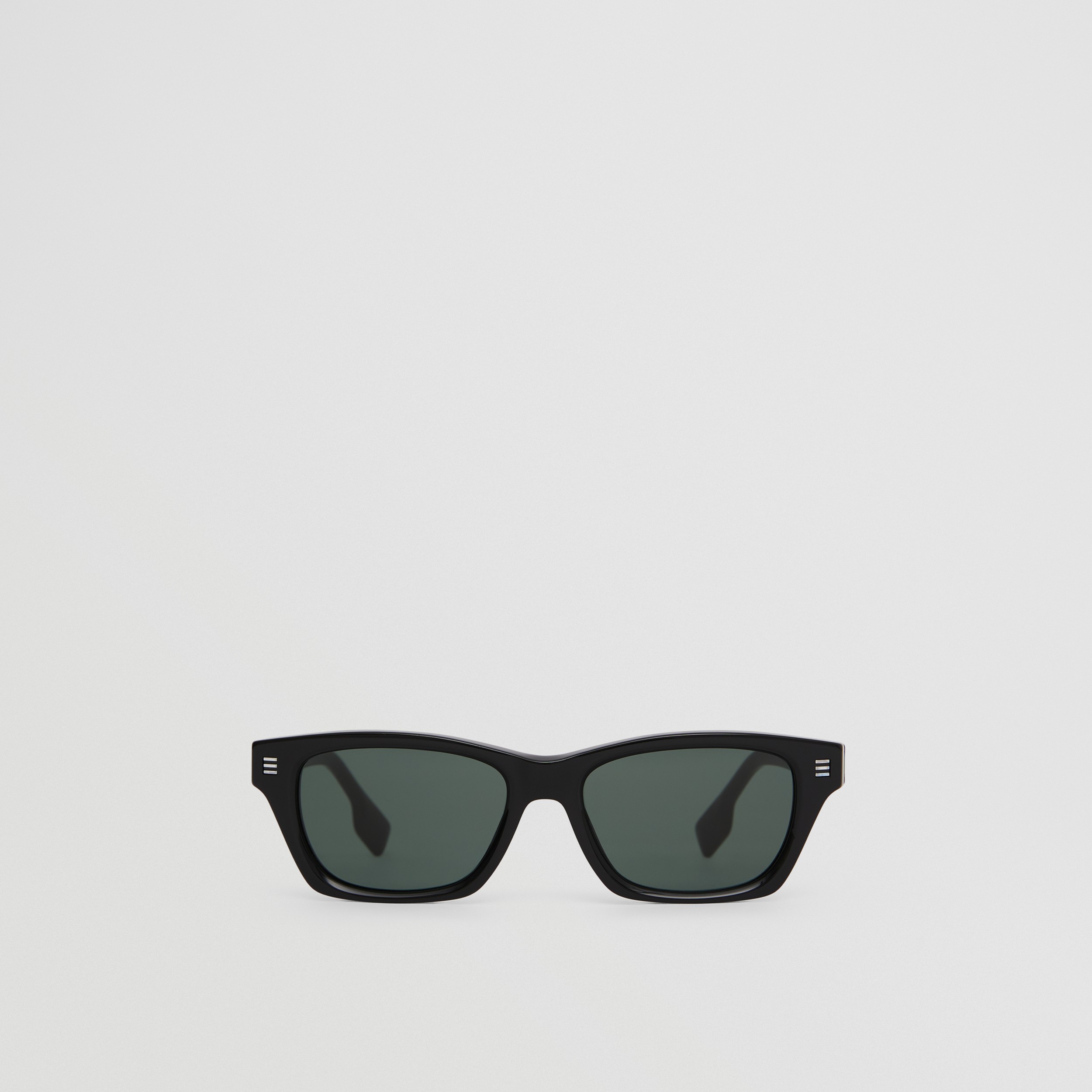 Gafas de sol con montura rectangular y detalles de logotipo (Negro) - Hombre | Burberry® oficial - 1