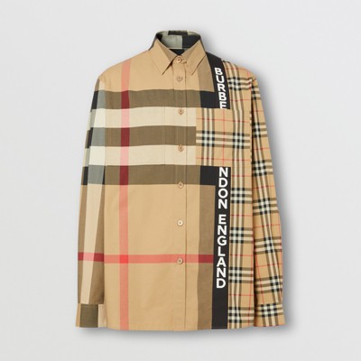 burberry print mens shirt