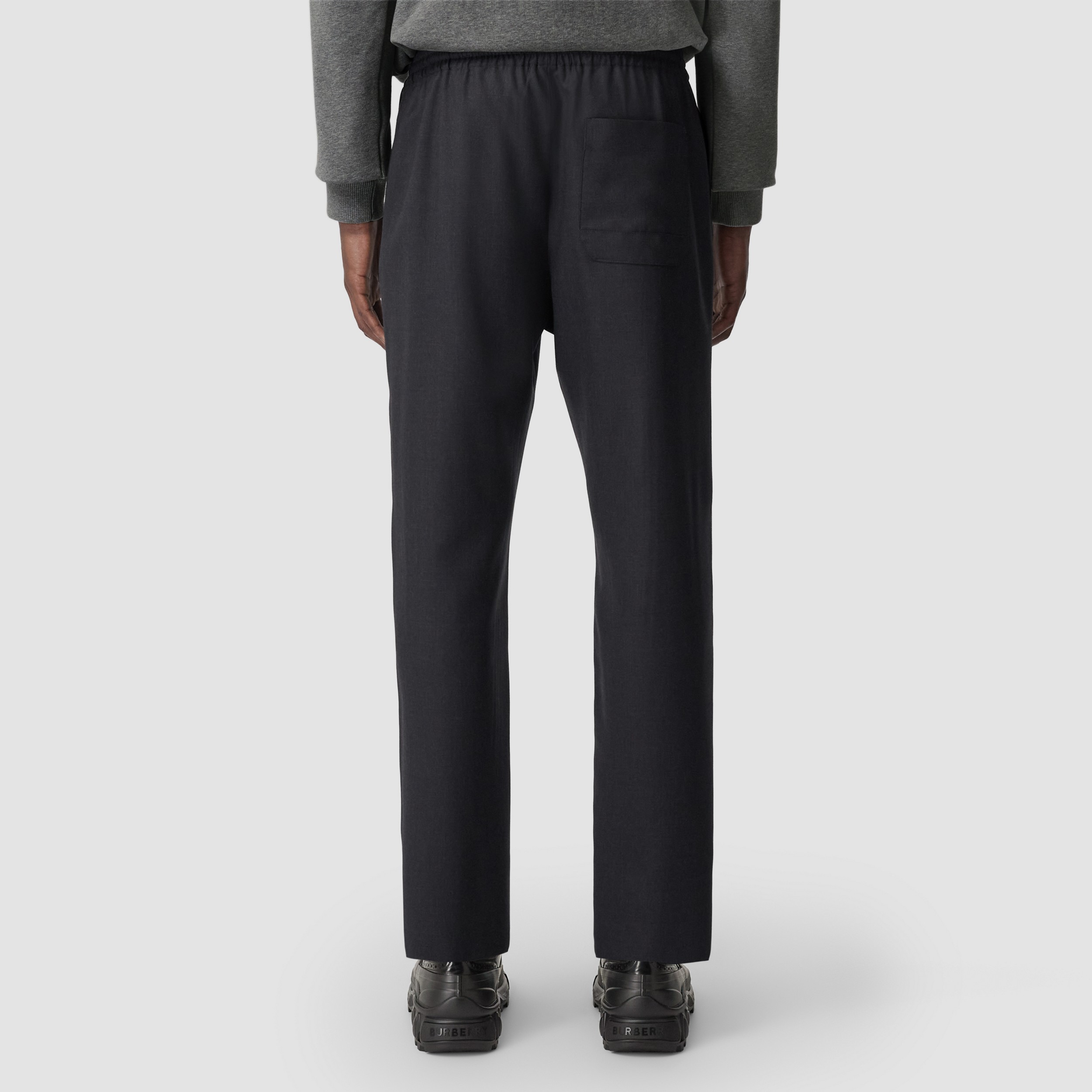 Monogram Motif Wool Trousers in Dark Charcoal Melange - Men | Burberry® Official - 3