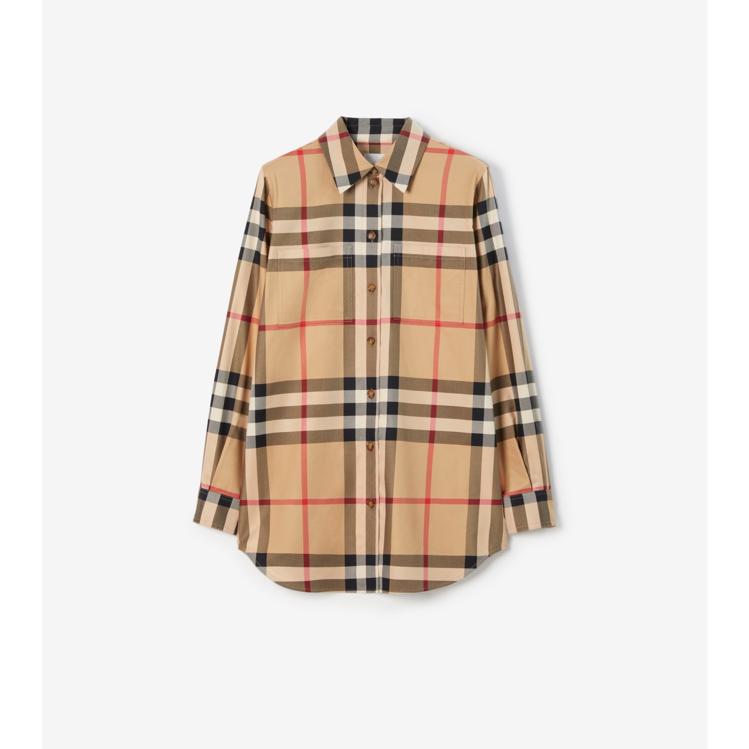 Chemise en coton Check Beige d archive Femme Site officiel Burberry