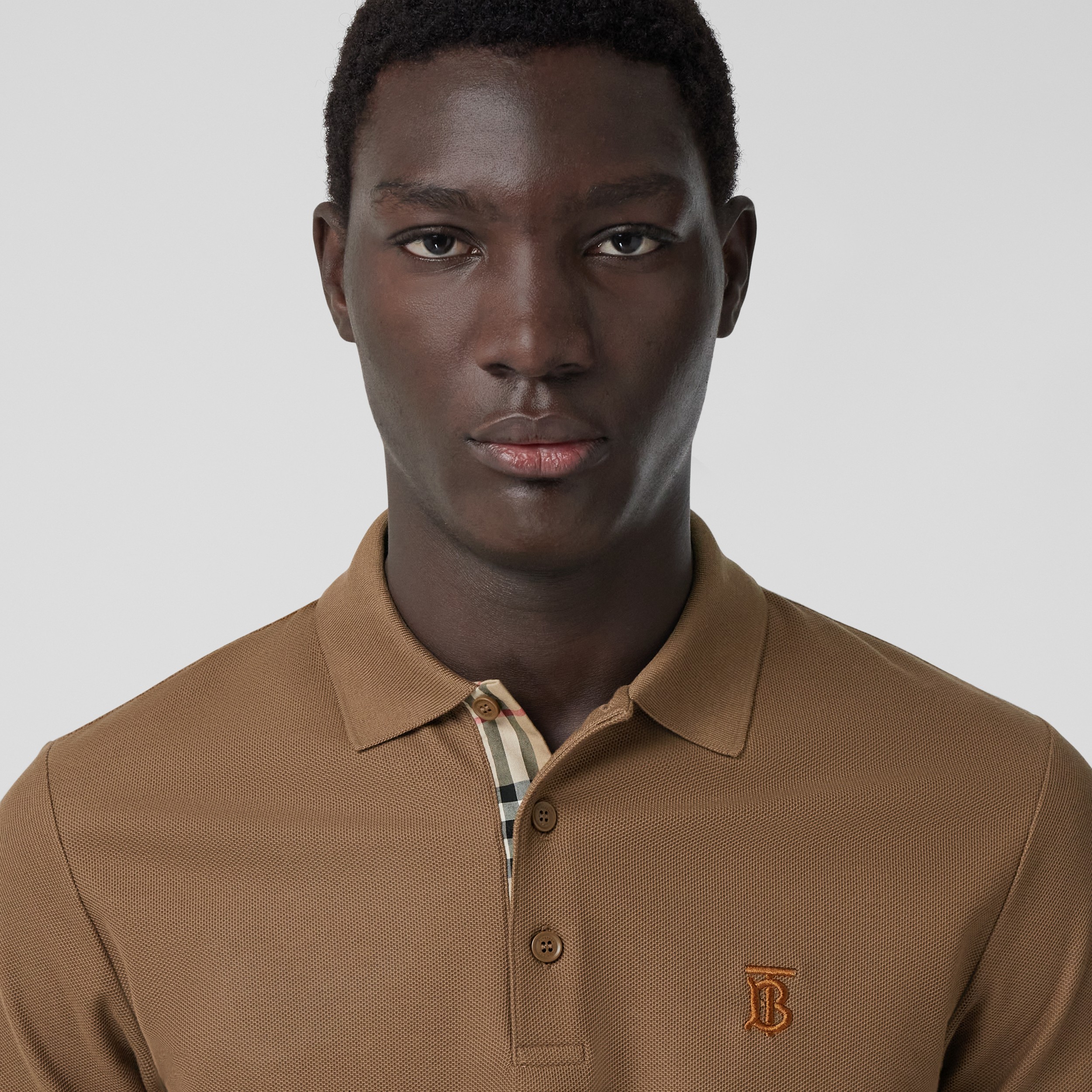 Monogram Motif Cotton Piqué Polo Shirt in Warm Brown - Men | Burberry® Official - 2