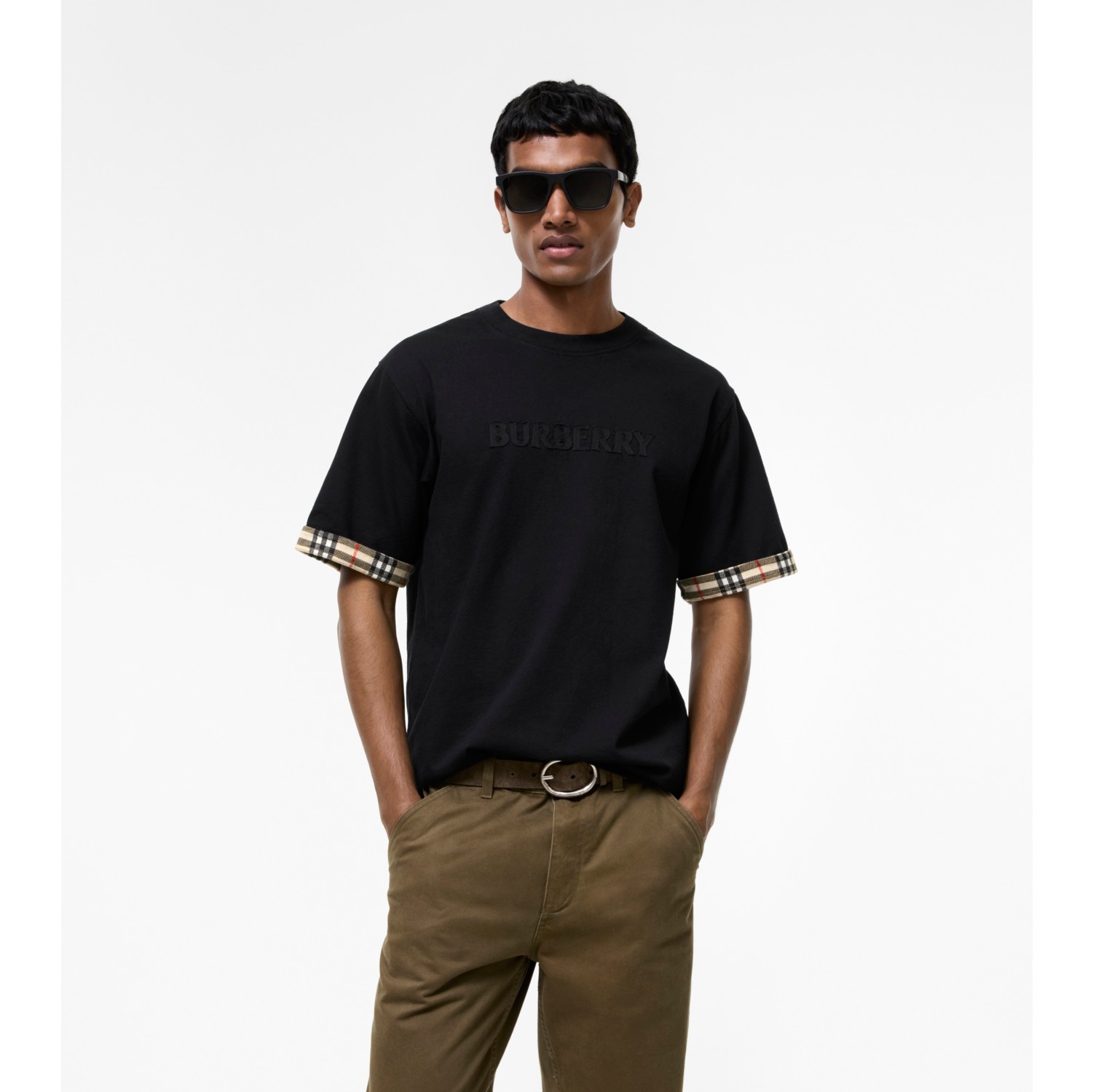 Check Trim Cotton T-shirt