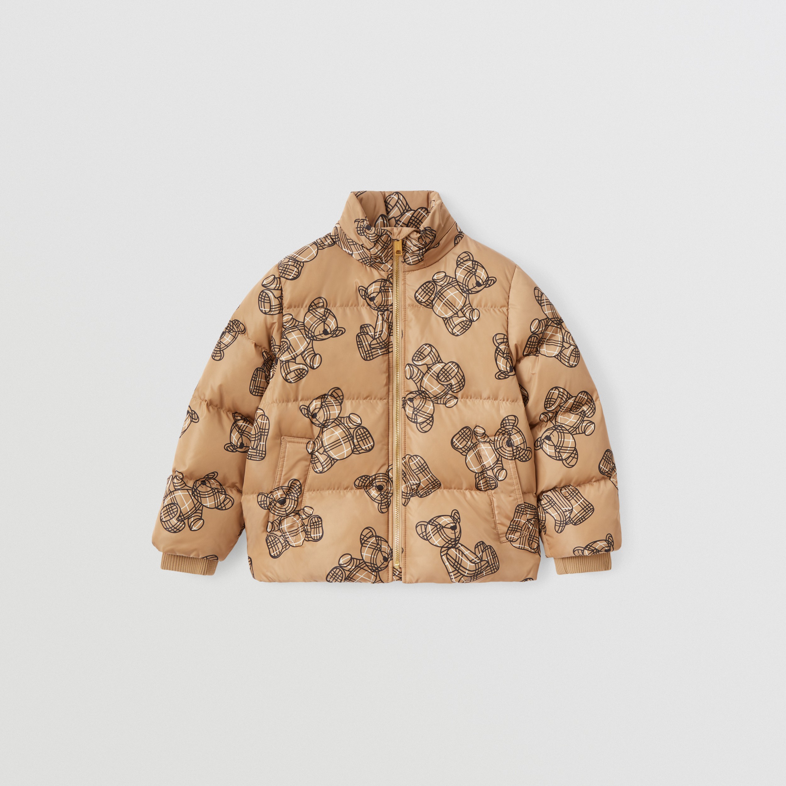 Jaqueta acolchoada com estampa de Thomas Bear e capuz embutido (Bege Clássico) | Burberry® oficial - 1