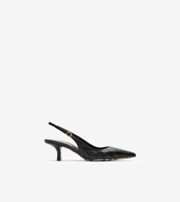 Burberry クロコダイルエフェクト レザー デイム スリングバックパンプス (ブラック) - ウィメンズ | Burberry®公式サイト