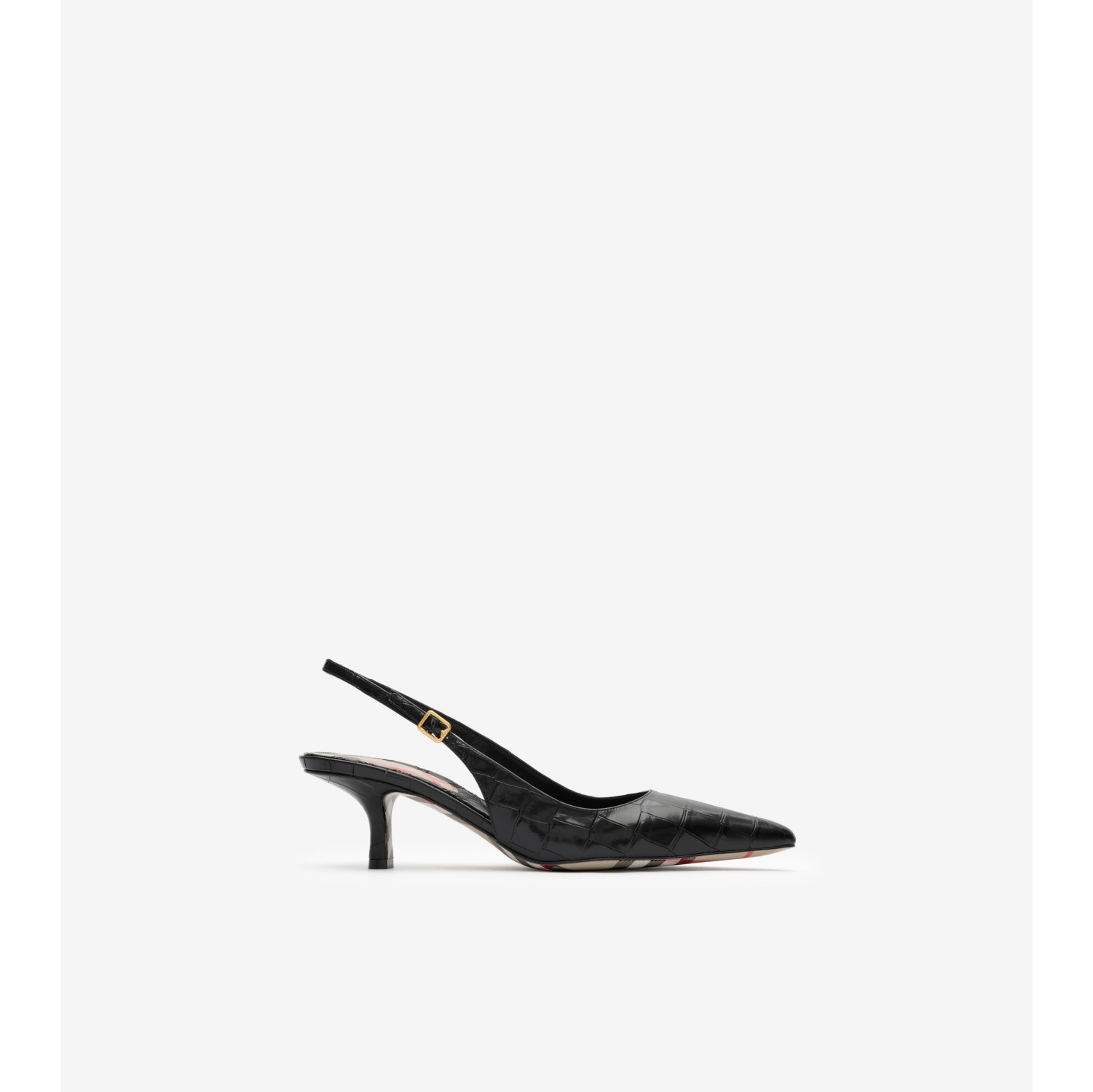 Crocodile-effect Leather Dame Slingback Pumps