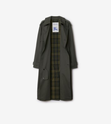 Long Gabardine Trench Coat In Graphite - Men, Cotton | Burberry® Official