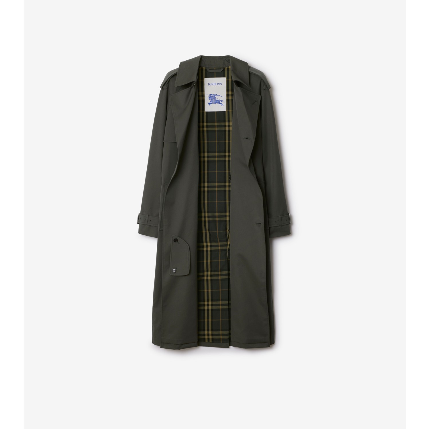 Trench coat longo de gabardine