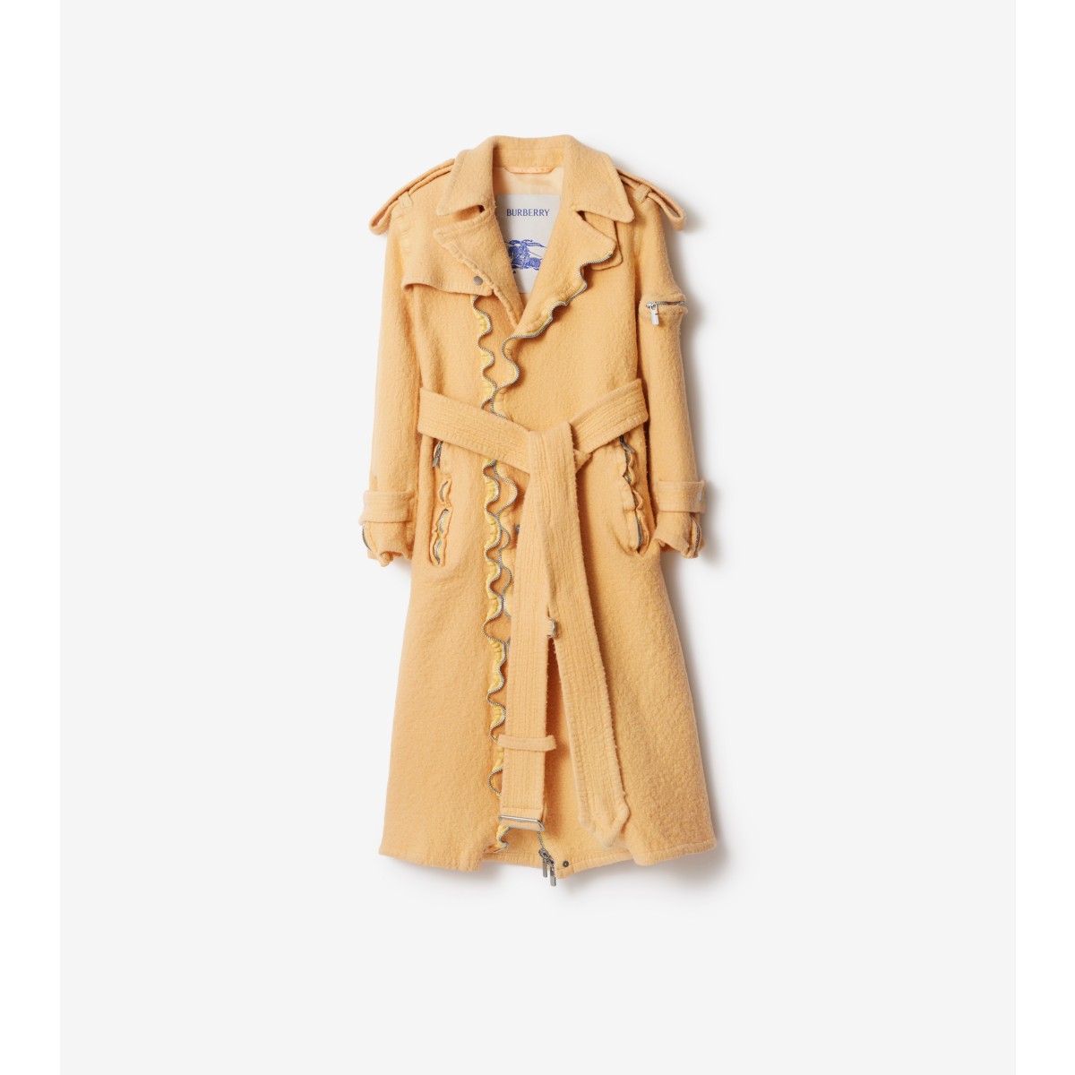 Burberry Wool Trench Coat In Sandstone