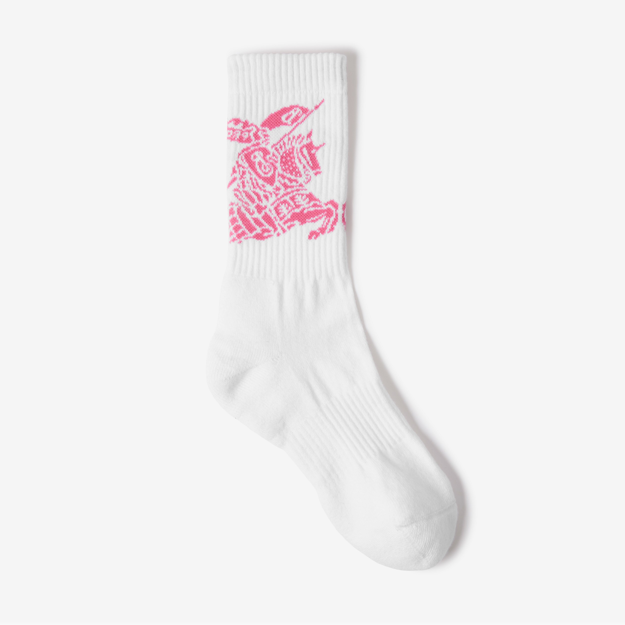 Calcetines en algodón técnico elástico con EKD (Blanco/rosa) | Burberry® oficial - 1