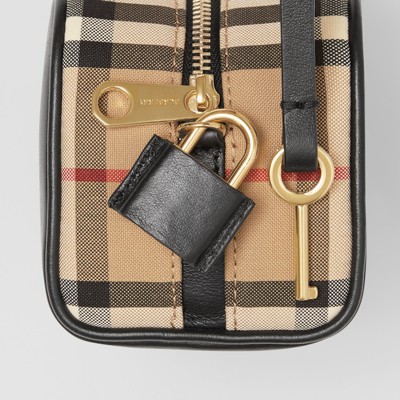 micro leather and vintage check cube bag
