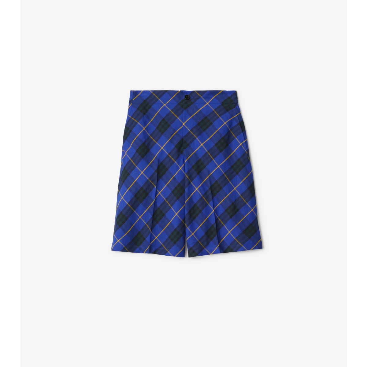 Shop Burberry Check Linen Shorts In Bright Navy