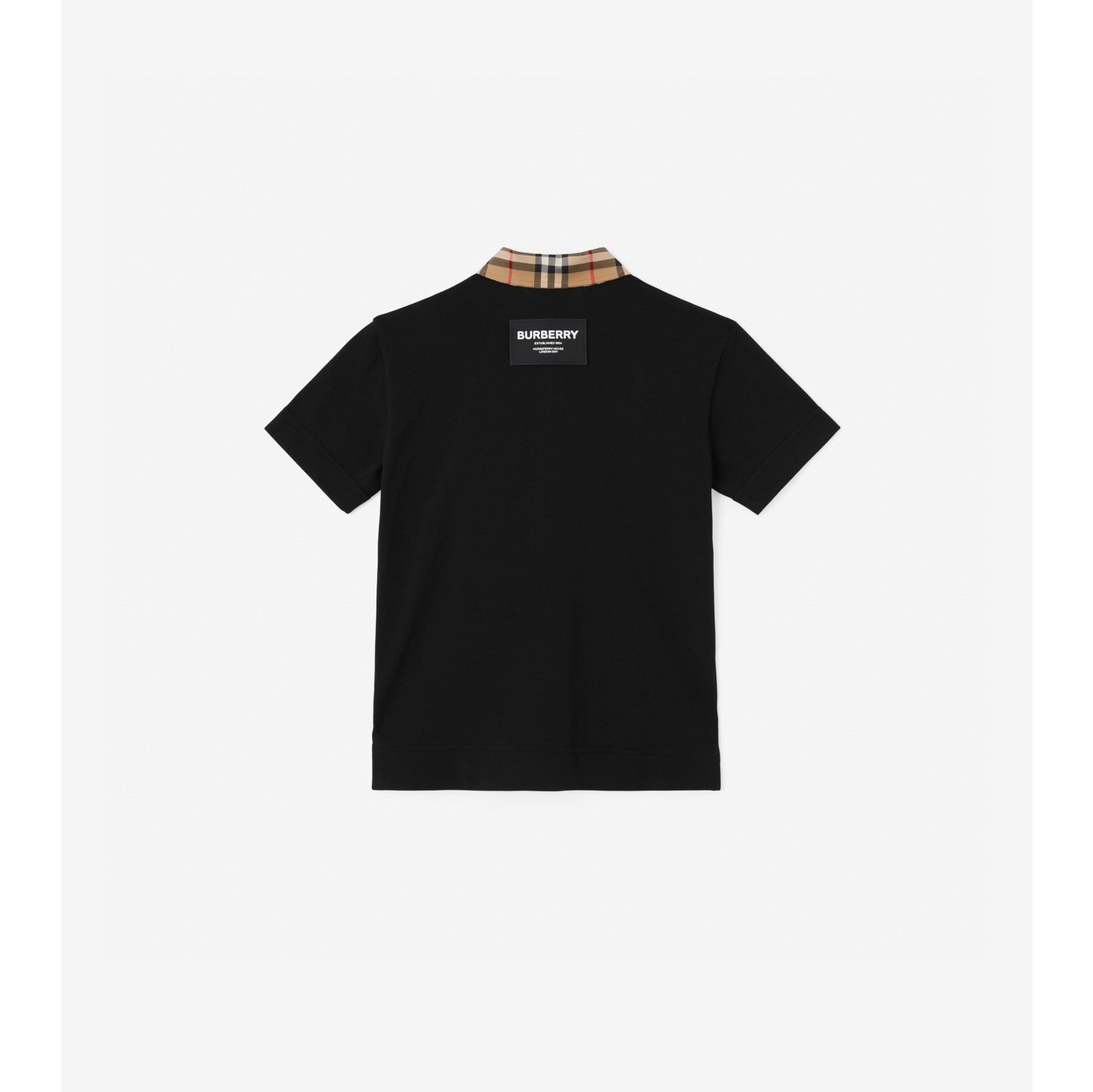 ヴィンテージチェックトリム コットンピケ ポロシャツ (ブラック) | Burberry®公式サイト