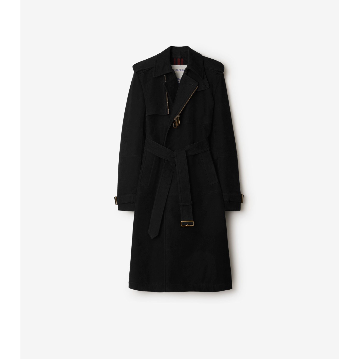 Long Cotton Nylon Trench Coat in Black Men Burberry Official