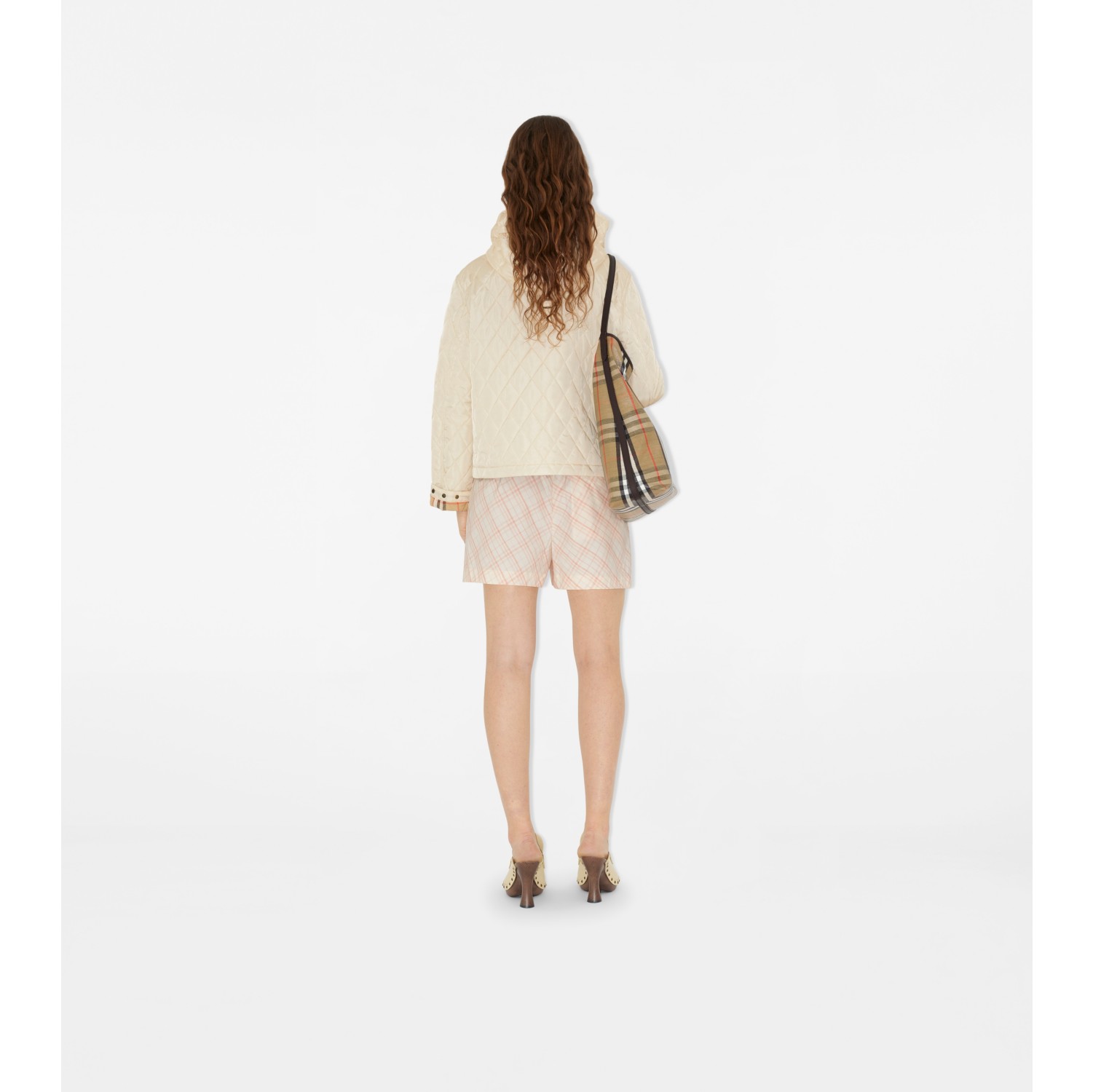 Veste courte matelassée à capuche en nylon