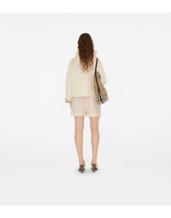 Cropped Quilted Nylon Hooded Jacket