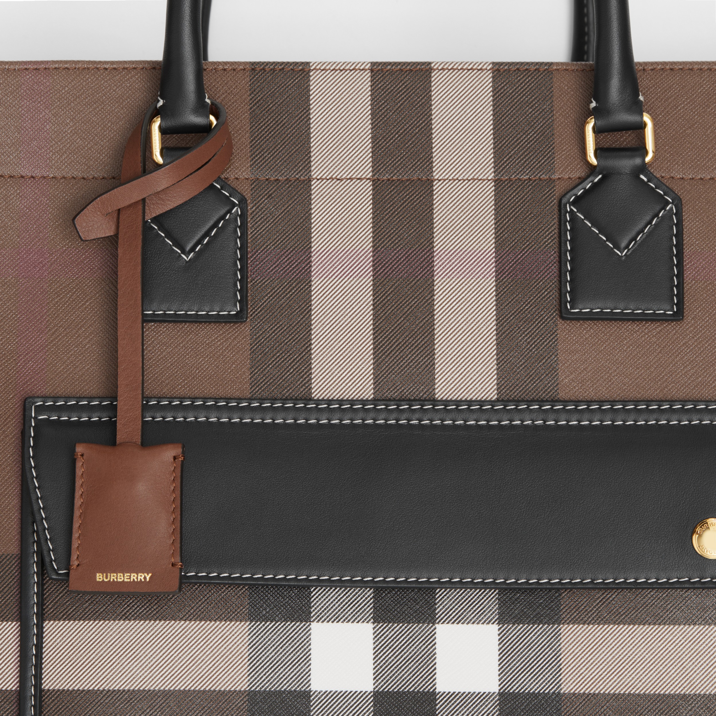 Medium Check and Leather Freya Tote in Dark Birch Brown - Women | Burberry® Official - 2