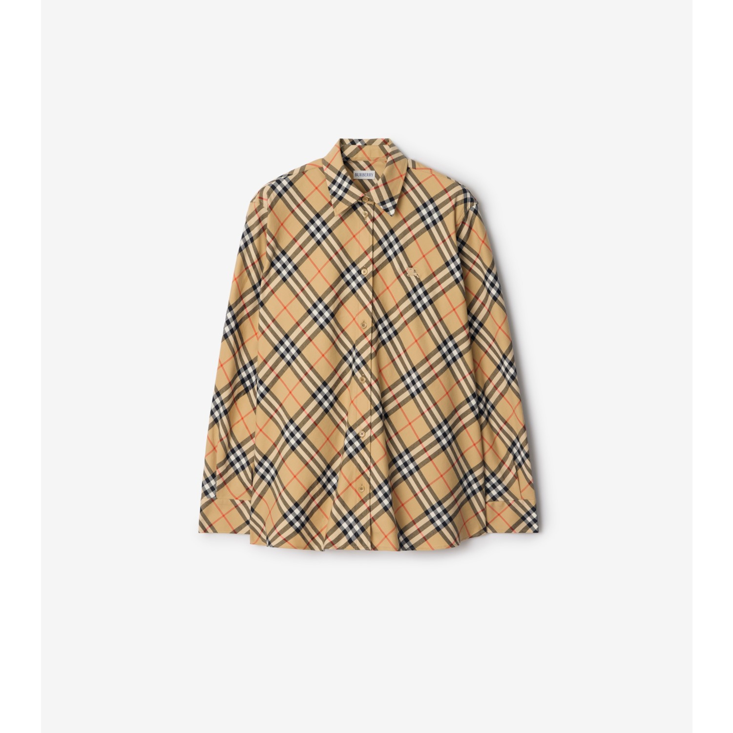 Camisa em flanela de algodão Check com corte descontraído