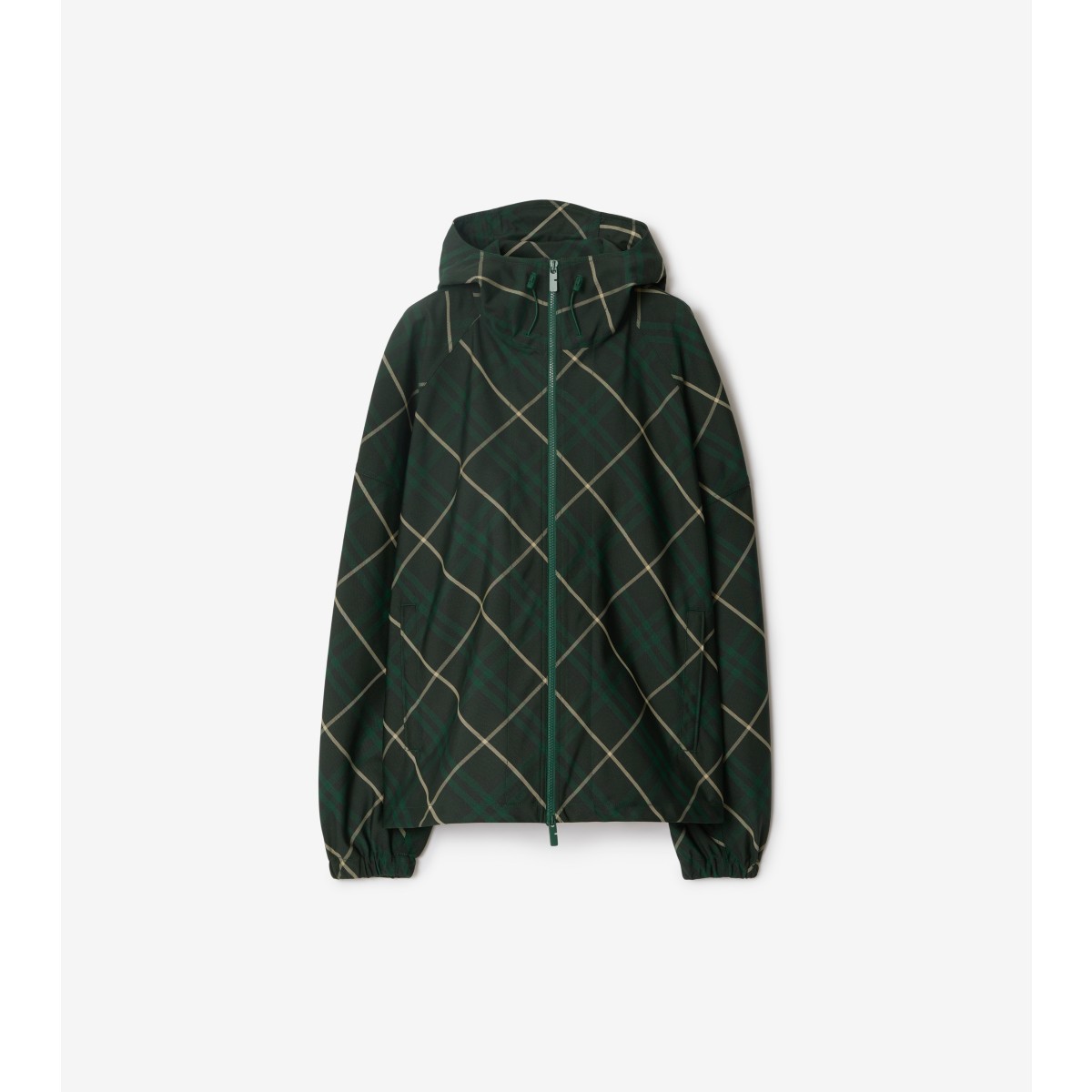 Burberry Hooded Check-print Twill Jacket In Jungle