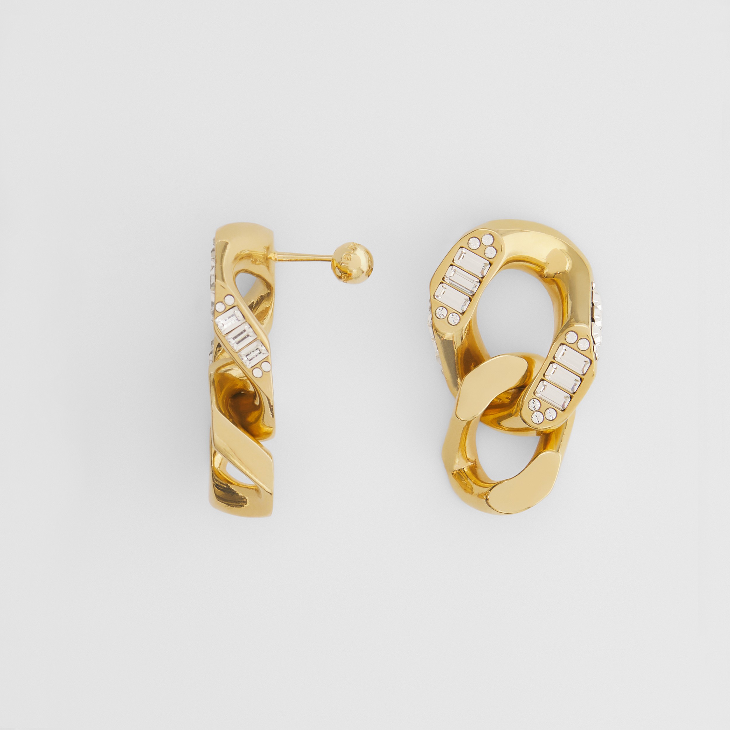 Crystal Detail Gold-plated Chain-link Earrings in Antique - Women | Burberry® Official - 4