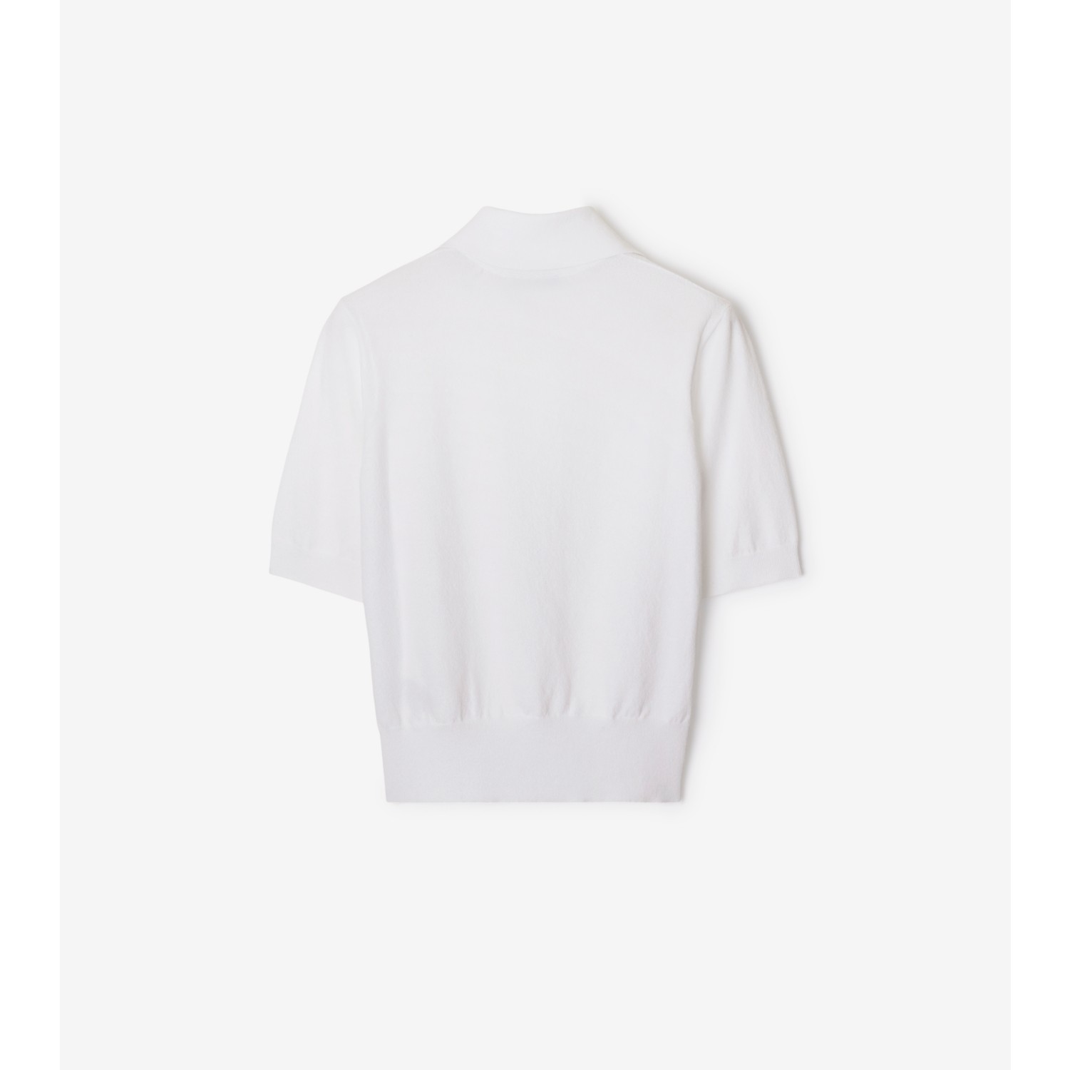 Cotton Blend Polo Shirt in Chalk Women Burberry Official