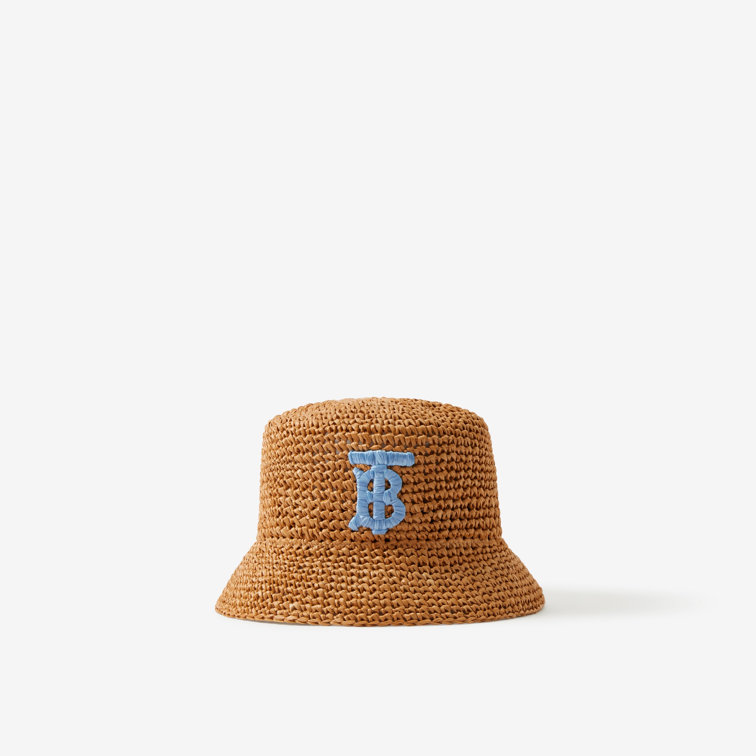 Monogram Motif Raffia-effect Bucket Hat in Blue/beige | Burberry® Official - 1