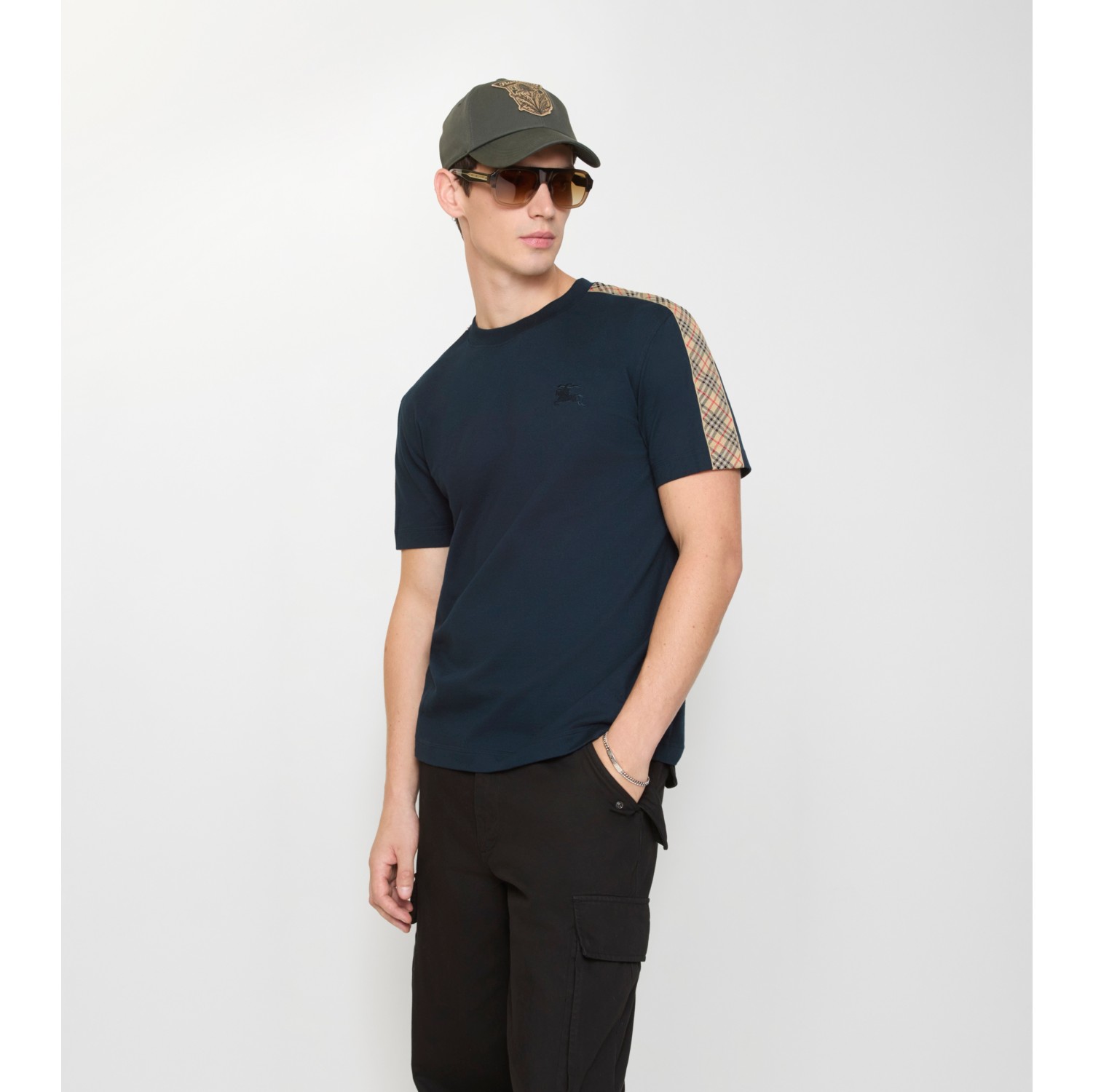 Check Trim Cotton T-shirt