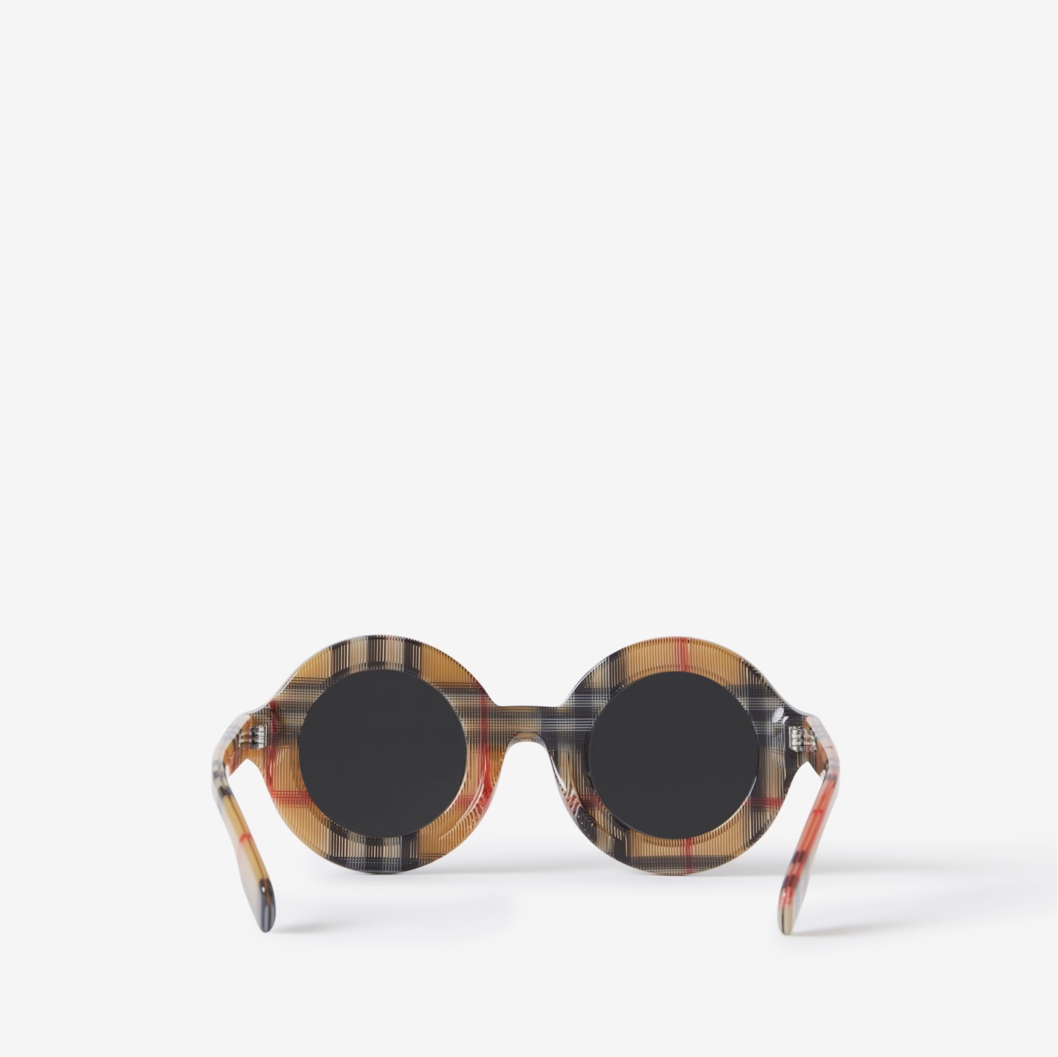 Logo Detail Check Round Frame Sunglasses