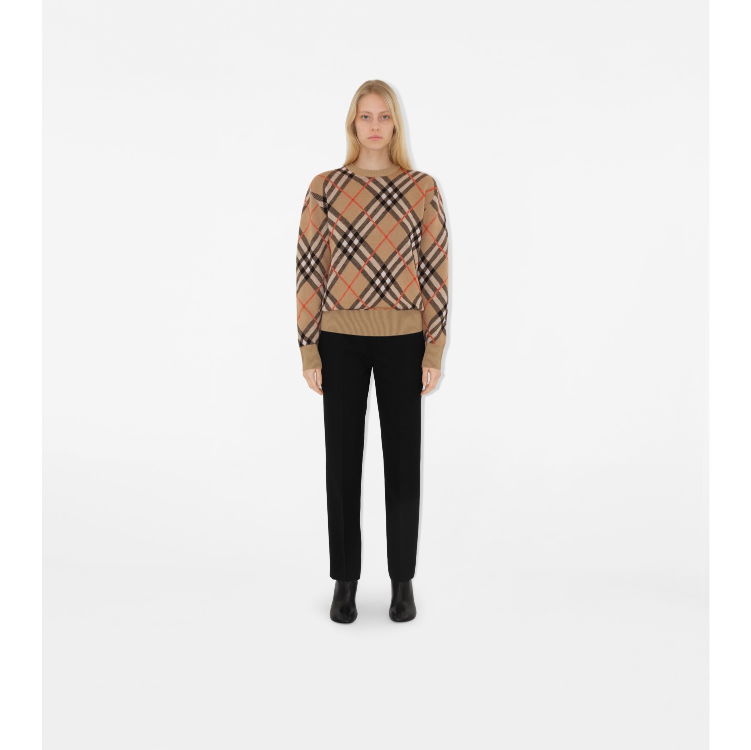 Check Wool Mohair Blend Sweater