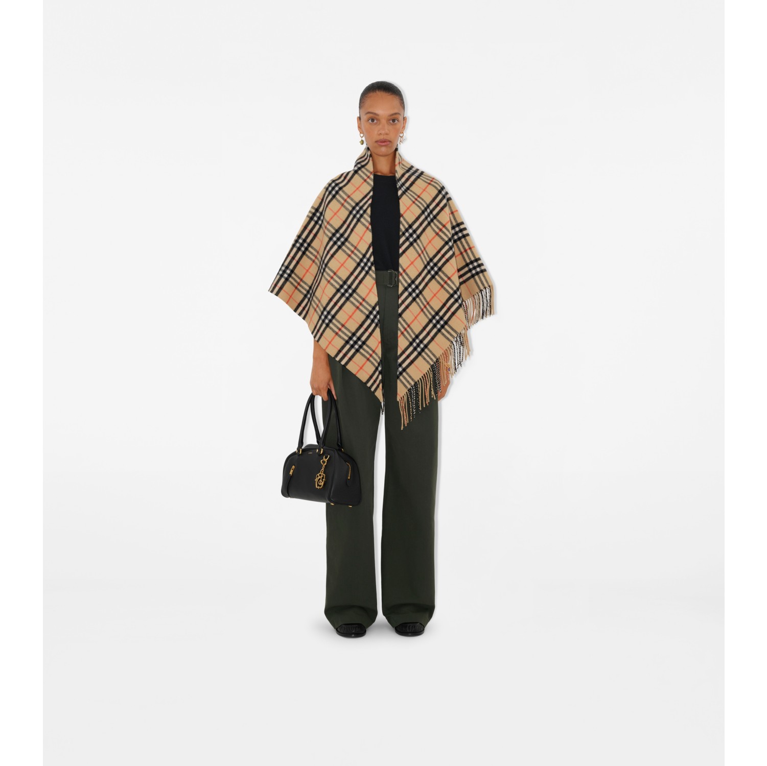 Mantella in lana e cashmere Check