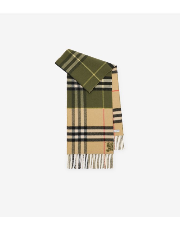 Contrast Check Cashmere Scarf