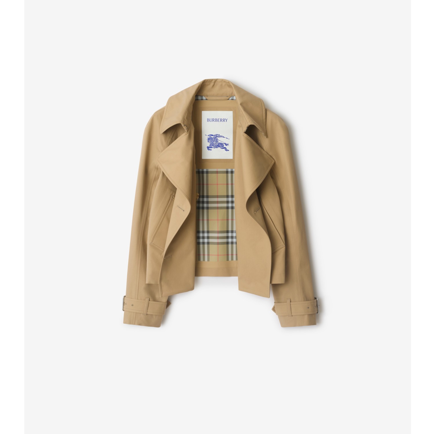 Cropped Cotton Trench Jacket in Flax - Women | Burberry