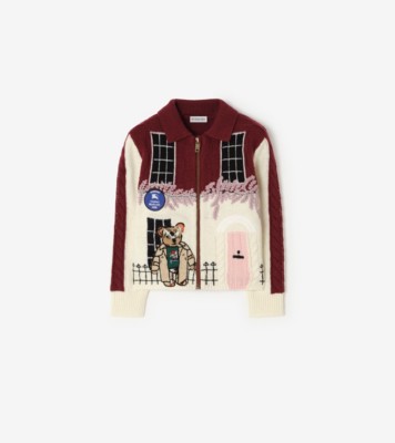 Burberry タウンハウスベア ウールカシミア カーディガン (クラレットレッド) | Burberry®公式サイト