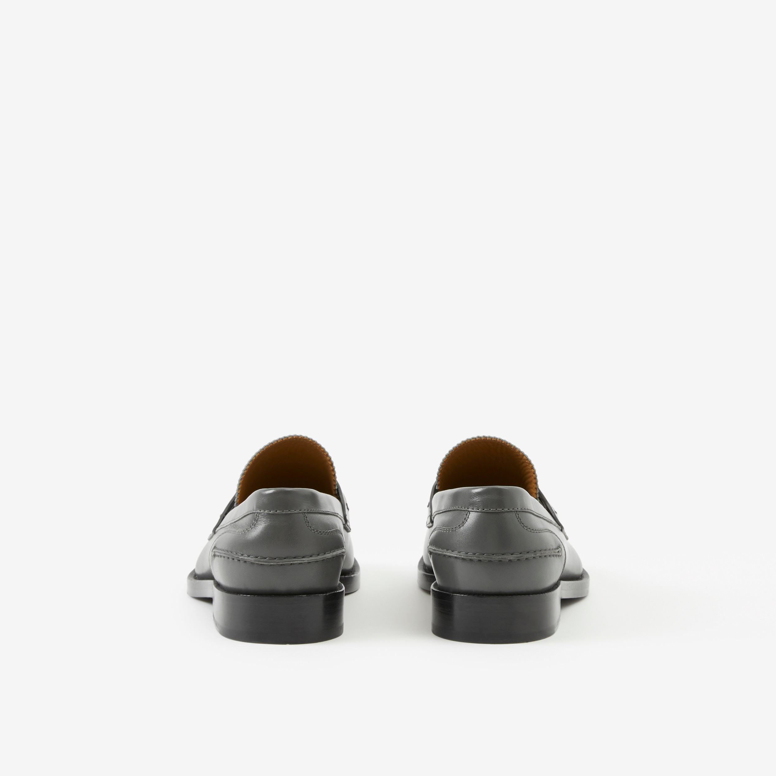 Monogram Motif Leather Loafers in Dark Grey Melange - Men | Burberry® Official - 3