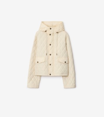 大人気♪♪【Burberry】キルティングクロップドジャケット クロップド チェック キルティング コットンジャケット (モス