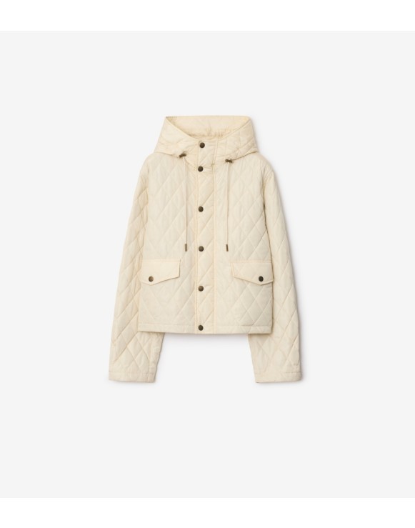 Cropped Quilted Nylon Hooded Jacket