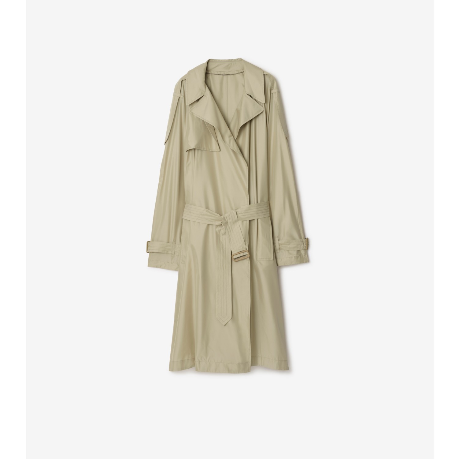 Long Silk Trench Coat in Beige - Men | Burberry® Official